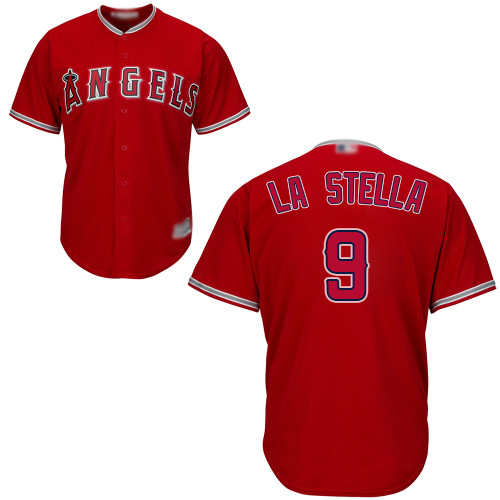 Angels #9 Tommy La Stella Red Cool Base Stitched Youth MLB Jersey